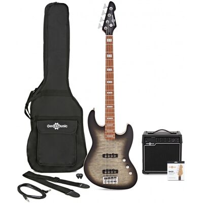 Gear4Music Guitare Basse LA II Select + Pack Ampli Black Burst - Publicité Gear4Music Guitare Basse LA II Select + Pack Ampli Black Burst - Publicité