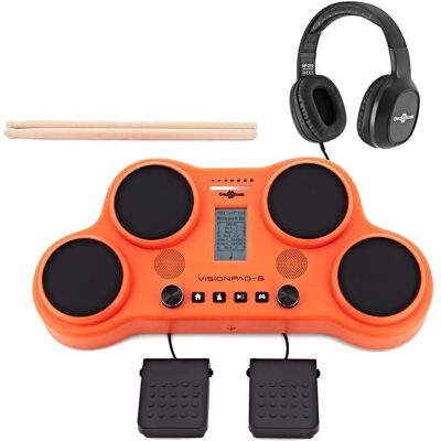 Pack avec Batterie Électronique Portable VISIONPAD-6 par Gear4music Orange - Publicité Pack avec Batterie Électronique Portable VISIONPAD-6 par Gear4music Orange - Publicité
