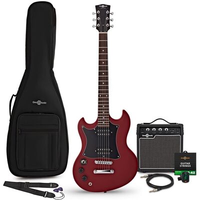 Gear4Music Pack Guitare Électrique Brooklyn pour Gaucher + Ampli 15 W Rouge - Publicité Gear4Music Pack Guitare Électrique Brooklyn pour Gaucher + Ampli 15 W Rouge - Publicité