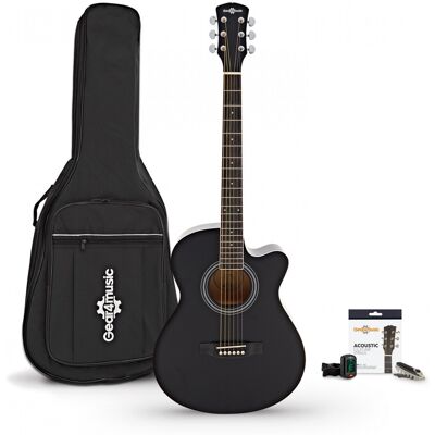 Guitare Acoustique à Pan Coupé et pack Accessoires par Gear4music Noir - Publicité Guitare Acoustique à Pan Coupé et pack Accessoires par Gear4music Noir - Publicité
