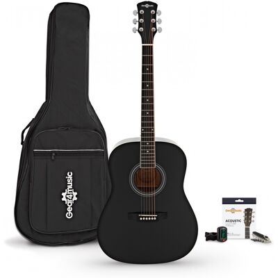 Guitare Acoustique Dreadnought Gaucher et pack Accessoires par Gear4music Noir - Publicité Guitare Acoustique Dreadnought Gaucher et pack Accessoires par Gear4music Noir - Publicité