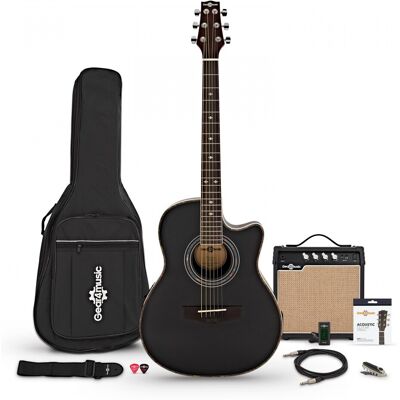 Gear4Music Pack Guitare Électro-Acoustique Roundback + Ampli 15 W Noir - Publicité Gear4Music Pack Guitare Électro-Acoustique Roundback + Ampli 15 W Noir - Publicité