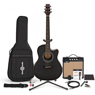 Gear4Music Pack Complet avec Guitare Électro-Acoustique Roundback Noir - Publicité Gear4Music Pack Complet avec Guitare Électro-Acoustique Roundback Noir - Publicité