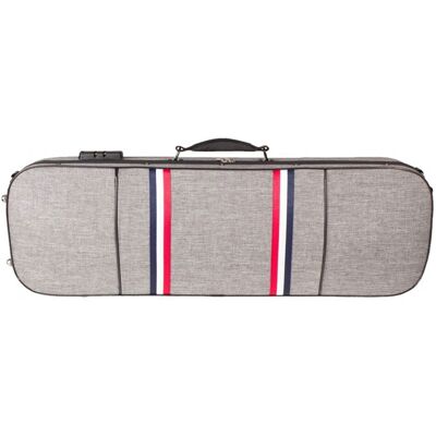 GSJ Oblong Striped Violin Case 4/4 Grey with Tricolour Stripe - Publicité GSJ Oblong Striped Violin Case 4/4 Grey with Tricolour Stripe - Publicité
