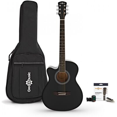 Guitare Acoustique à Pan Coupé Gaucher et pack Accessoires par Gear4music Noir - Publicité Guitare Acoustique à Pan Coupé Gaucher et pack Accessoires par Gear4music Noir - Publicité
