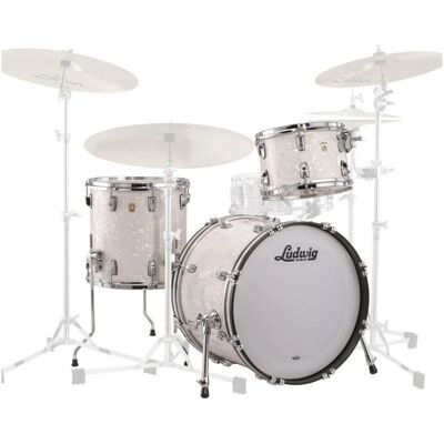 Ludwig Classic Maple 20 3pc Downbeat Vintage White Marine Pearl - Publicité Ludwig Classic Maple 20 3pc Downbeat Vintage White Marine Pearl - Publicité