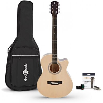 Single Cutaway Acoustic Guitar & Accessory Pack by Gear4music Natural - Publicité Single Cutaway Acoustic Guitar & Accessory Pack by Gear4music Natural - Publicité