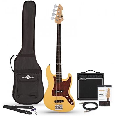 Gear4Music Pack Guitare Basse LA II + Ampli Tweed 15 W Ivory - Publicité Gear4Music Pack Guitare Basse LA II + Ampli Tweed 15 W Ivory - Publicité