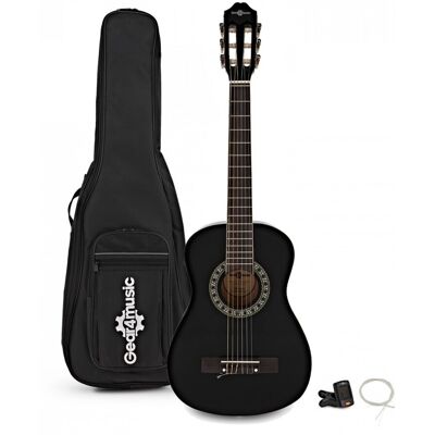 Pack Guitare Classique Junior 1/2 par Gear4music Noir - Publicité Pack Guitare Classique Junior 1/2 par Gear4music Noir - Publicité