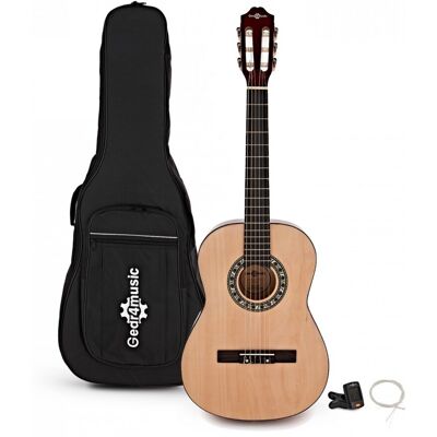 Pack avec Guitare Classique 3/4 par Gear4music Naturel - Publicité Pack avec Guitare Classique 3/4 par Gear4music Naturel - Publicité