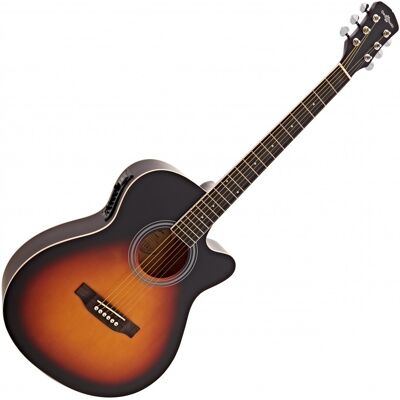 Guitare Électro-Acoustique à Pan Coupé par Gear4music Sunburst - Publicité Guitare Électro-Acoustique à Pan Coupé par Gear4music Sunburst - Publicité