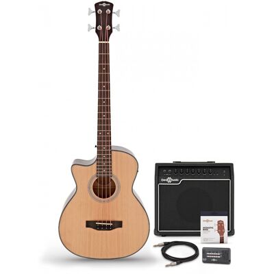 Gear4Music Guitare basse électro-acoustique gaucher Natural ampli basse 35W et accessoires - Publicité Gear4Music Guitare basse électro-acoustique gaucher Natural ampli basse 35W et accessoires - Publicité
