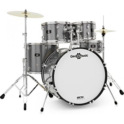 BDK-22 Rock Drum Kit by Gear4music Silver Sparkle - Publicité BDK-22 Rock Drum Kit by Gear4music Silver Sparkle - Publicité