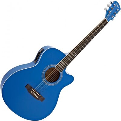 Guitare Électro-Acoustique à Pan Coupé par Gear4music Bleu - Publicité Guitare Électro-Acoustique à Pan Coupé par Gear4music Bleu - Publicité