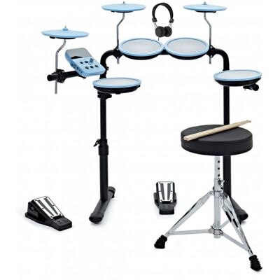 Gear4Music VISIONDRUM Batterie Électronique avec Tabouret et Casque Bleue - Publicité Gear4Music VISIONDRUM Batterie Électronique avec Tabouret et Casque Bleue - Publicité