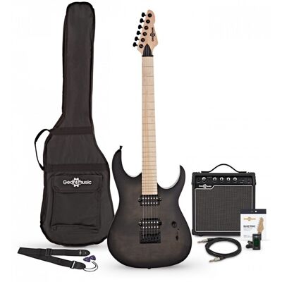 Gear4Music Harlem S Guitare Électrique + Pack avec Ampli 15W Transparent Black - Publicité Gear4Music Harlem S Guitare Électrique + Pack avec Ampli 15W Transparent Black - Publicité