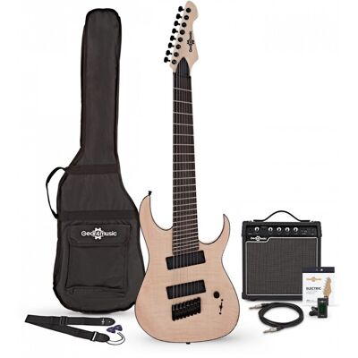 Gear4Music Harlem S Guitare Électrique 8 Cordes à Frettes en Éventail + Pack avec Ampli 15 W Natural - Publicité Gear4Music Harlem S Guitare Électrique 8 Cordes à Frettes en Éventail + Pack avec Ampli 15 W Natural - Publicité