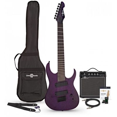 Gear4Music Harlem S Guitare Électrique 7 Cordes à Frettes en Éventail + Pack avec Ampli 15 W Purple Sparkle - Publicité Gear4Music Harlem S Guitare Électrique 7 Cordes à Frettes en Éventail + Pack avec Ampli 15 W Purple Sparkle - Publicité