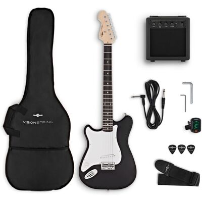 Gear4Music VISIONSTRING Left Handed Electric Guitar Pack Black - Publicité Gear4Music VISIONSTRING Left Handed Electric Guitar Pack Black - Publicité