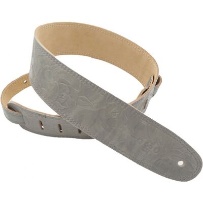DSL Straps DSL FJ25 Embossed Floral 2.5" Guitar Strap Grey - Publicité DSL Straps DSL FJ25 Embossed Floral 2.5" Guitar Strap Grey - Publicité