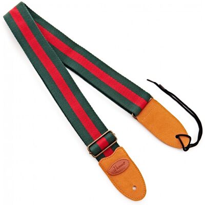 Hartwood Sangle de Guitare en Coton rayé Rouge & Vert - Publicité Hartwood Sangle de Guitare en Coton rayé Rouge & Vert - Publicité