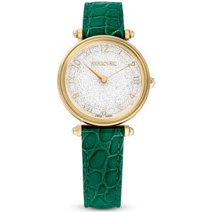Swarovski Montre Crystalline wonder, Fabriqué en Suisse, Bracelet en cuir, Verte, Finition ton doré OS - Publicité Swarovski Montre Crystalline wonder, Fabriqué en Suisse, Bracelet en cuir, Verte, Finition ton doré OS - Publicité