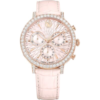 Swarovski Montre Matrix tennis chrono, Fabriqué en Suisse, Bracelet en cuir, Roses, Finition or rose OS - Publicité Swarovski Montre Matrix tennis chrono, Fabriqué en Suisse, Bracelet en cuir, Roses, Finition or rose OS - Publicité