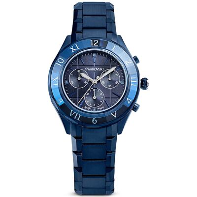 Swarovski Montre Dextera chrono, 39 mm, Fabriqué en Suisse, Bracelet en métal, Bleues, Finition bleue OS - Publicité Swarovski Montre Dextera chrono, 39 mm, Fabriqué en Suisse, Bracelet en métal, Bleues, Finition bleue OS - Publicité