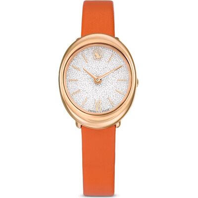 Swarovski Montre Imber oval, Fabriqué en Suisse, Bracelet en cuir, Orange, Finition or rose OS - Publicité Swarovski Montre Imber oval, Fabriqué en Suisse, Bracelet en cuir, Orange, Finition or rose OS - Publicité