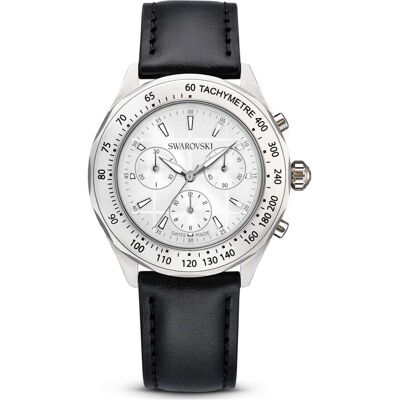 Swarovski Montre Dextera tachymetre, Fabriqué en Suisse, Bracelet en cuir, Ton argenté, Acier inoxydable OS - Publicité Swarovski Montre Dextera tachymetre, Fabriqué en Suisse, Bracelet en cuir, Ton argenté, Acier inoxydable OS - Publicité