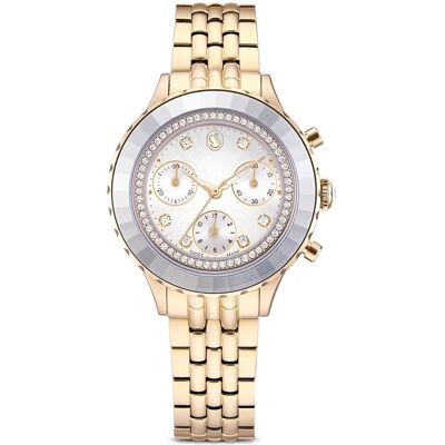 Swarovski Montre Octea chrono, Fabriqué en Suisse, Bracelet en métal, Ton doré, Finition champagne doré OS - Publicité Swarovski Montre Octea chrono, Fabriqué en Suisse, Bracelet en métal, Ton doré, Finition champagne doré OS - Publicité