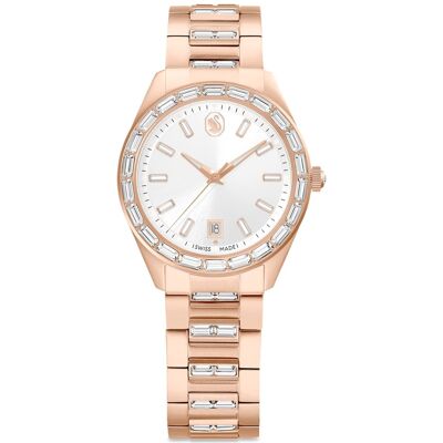Swarovski Montre Matrix date, Fabriqué en Suisse, Bracelet en métal, Ton or rose, Finition or rose OS - Publicité Swarovski Montre Matrix date, Fabriqué en Suisse, Bracelet en métal, Ton or rose, Finition or rose OS - Publicité