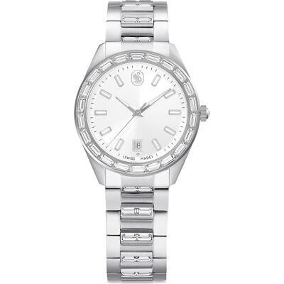 Swarovski Montre Matrix date, Fabriqué en Suisse, Bracelet en métal, Ton argenté, Acier inoxydable OS - Publicité Swarovski Montre Matrix date, Fabriqué en Suisse, Bracelet en métal, Ton argenté, Acier inoxydable OS - Publicité