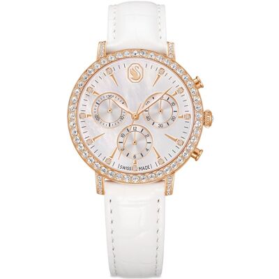 Swarovski Montre Matrix tennis chrono, Fabriqué en Suisse, Bracelet en cuir, Ton or rose, Finition or rose OS - Publicité Swarovski Montre Matrix tennis chrono, Fabriqué en Suisse, Bracelet en cuir, Ton or rose, Finition or rose OS - Publicité