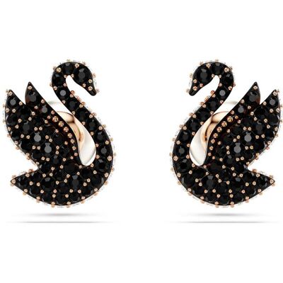 Swarovski Clous d'oreilles Swan, Perle de cristal, Cygne, Noires, Doré à l’or rose 18 carats (750/1000) OS - Publicité Swarovski Clous d'oreilles Swan, Perle de cristal, Cygne, Noires, Doré à l’or rose 18 carats (750/1000) OS - Publicité