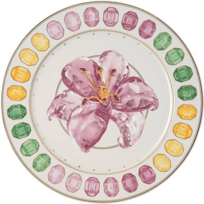 Swarovski Sous-assiette Idyllia, Porcelaine, Motif imprimé cristal, lys, Multicolore OS - Publicité Swarovski Sous-assiette Idyllia, Porcelaine, Motif imprimé cristal, lys, Multicolore OS - Publicité