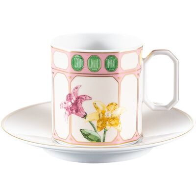 Swarovski Tasse à café avec sous-tasse Idyllia, Porcelaine, Motif imprimé cristal, fleur, Multicolore OS - Publicité Swarovski Tasse à café avec sous-tasse Idyllia, Porcelaine, Motif imprimé cristal, fleur, Multicolore OS - Publicité