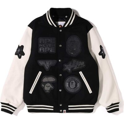 Swarovski Veste Shark Hooded Varsity A BATHING APE®, Noire et blanche L - Publicité Swarovski Veste Shark Hooded Varsity A BATHING APE®, Noire et blanche L - Publicité