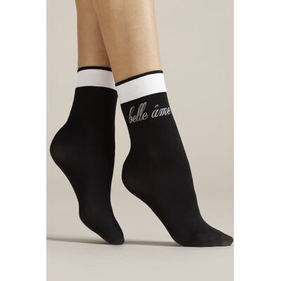 Belle Ame - Chaussette courte Femme Noire et Blanche - Fiore - Publicité Belle Ame - Chaussette courte Femme Noire et Blanche - Fiore - Publicité