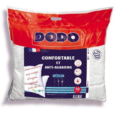 Lot de 2 oreillers confortables et anti-acariens 50x70 cm DODO - Publicité Lot de 2 oreillers confortables et anti-acariens 50x70 cm DODO - Publicité