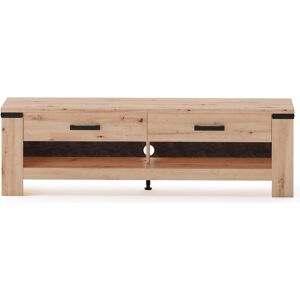 Meuble TV Bas à poser 39.6 cm HAWAI coloris imitation chêne - Publicité Meuble TV Bas à poser 39.6 cm HAWAI coloris imitation chêne - Publicité