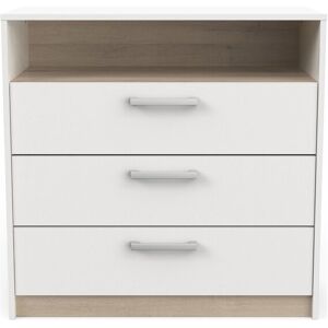Commode 1 niche 3 tiroirs WATSON coloris chêne kronberg/blanc - Publicité Commode 1 niche 3 tiroirs WATSON coloris chêne kronberg/blanc - Publicité