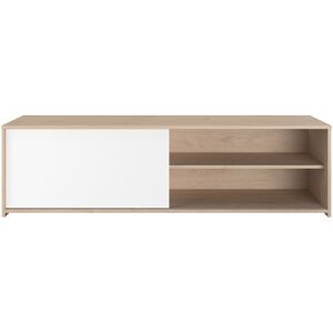 Meuble TV 155 cm TOMY coloris chêne et blanc - Publicité Meuble TV 155 cm TOMY coloris chêne et blanc - Publicité