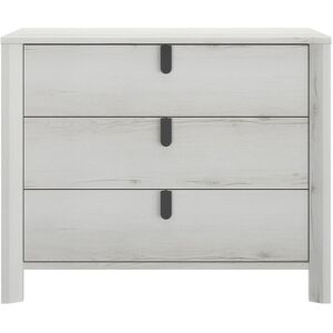 Commode 3 tiroirs LUGANO coloris bois clair - Publicité Commode 3 tiroirs LUGANO coloris bois clair - Publicité