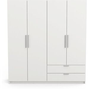 Armoire 4 portes 2 tiroirs GLORY coloris blanc - Publicité Armoire 4 portes 2 tiroirs GLORY coloris blanc - Publicité
