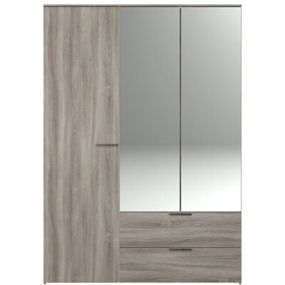 Armoire 3 portes 2 tiroirs OPUS coloris chêne corvo gris - Publicité Armoire 3 portes 2 tiroirs OPUS coloris chêne corvo gris - Publicité