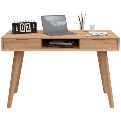 Bureau 2 tiroirs 120 cm LOMOCO GASPARD coloris bois clair - Publicité Bureau 2 tiroirs 120 cm LOMOCO GASPARD coloris bois clair - Publicité