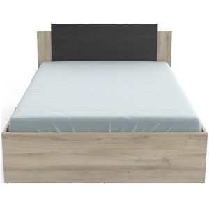 Lit adulte 140x190 cm CITY coloris chêne kronberg/noir - Publicité Lit adulte 140x190 cm CITY coloris chêne kronberg/noir - Publicité