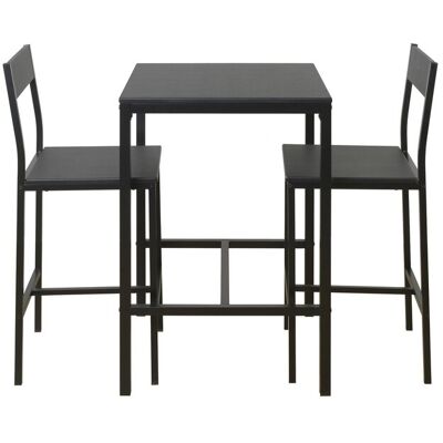 Ensemble table haute + 2 tabourets JAMIE coloris noir - Publicité Ensemble table haute + 2 tabourets JAMIE coloris noir - Publicité