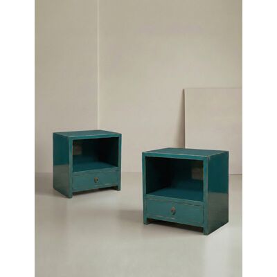 Muare lot de 2 tables de chevet en bois massif teal blue 1 tiroir - Kenay Home - Publicité Muare lot de 2 tables de chevet en bois massif teal blue 1 tiroir - Kenay Home - Publicité